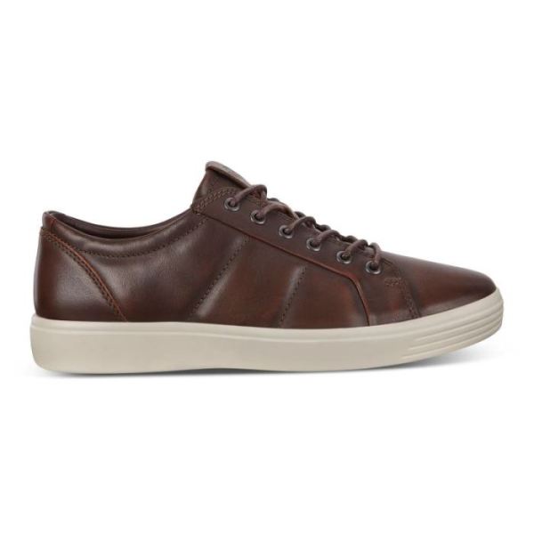 ECCO SHOES -SOFT 7 MEN'S PADDED LEATHER SNEAKERS-COGNAC/JAY