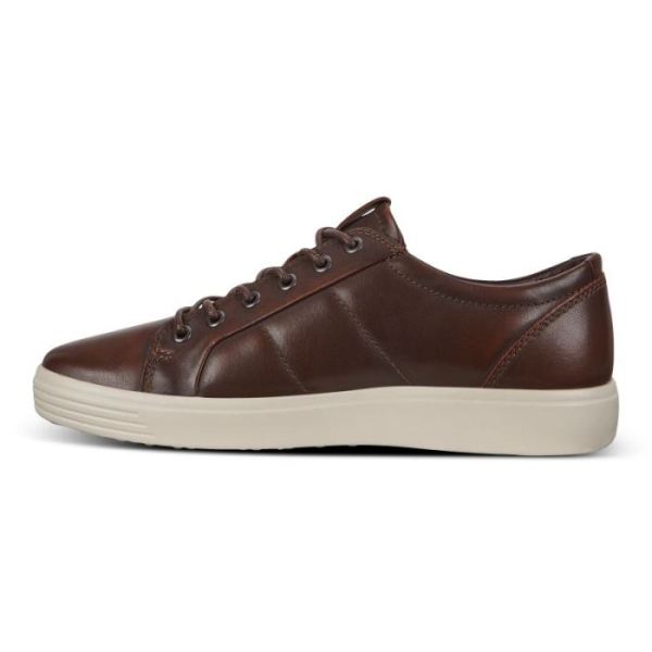 ECCO SHOES -SOFT 7 MEN'S PADDED LEATHER SNEAKERS-COGNAC/JAY