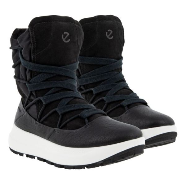 ECCO SHOES -SOLICE WOMEN'S WIDE LACE WINTER BOOT-BLACK/BLACK