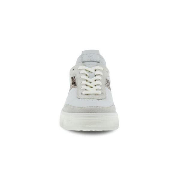 ECCO SHOES -STREET TRAY WOMEN'S STREET SNEAKER-SHADOW WHITE/WHITE/LIMESTONEBLACK