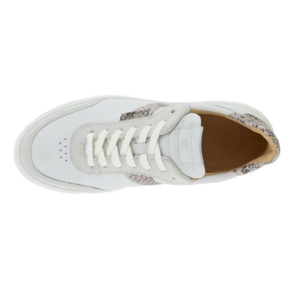 ECCO SHOES -STREET TRAY WOMEN'S STREET SNEAKER-SHADOW WHITE/WHITE/LIMESTONEBLACK