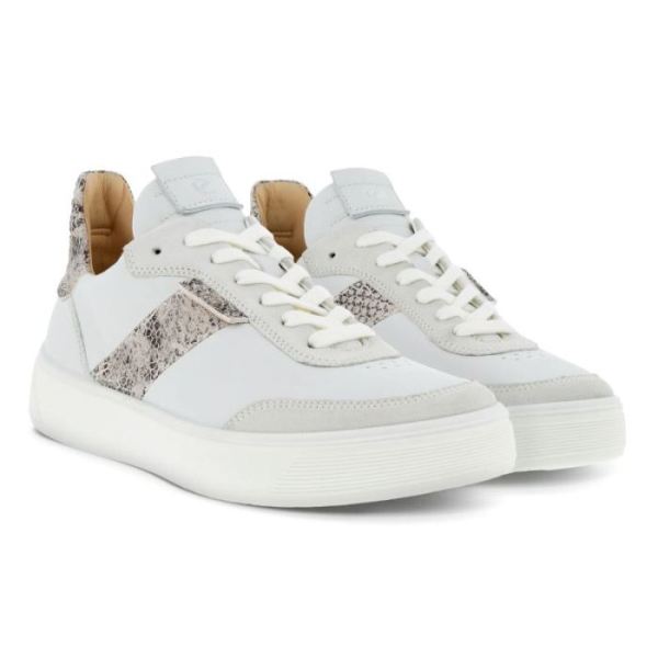 ECCO SHOES -STREET TRAY WOMEN'S STREET SNEAKER-SHADOW WHITE/WHITE/LIMESTONEBLACK