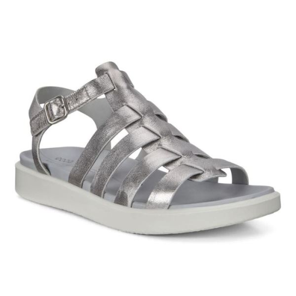 ECCO SHOES -FLOWT LX WOMEN'S FLAT SANDALS-ALUSILVER