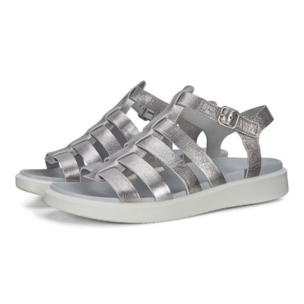 ECCO SHOES -FLOWT LX WOMEN'S FLAT SANDALS-ALUSILVER