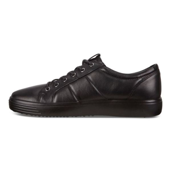 ECCO SHOES -SOFT 7 MEN'S PADDED LEATHER SNEAKERS-BLACK