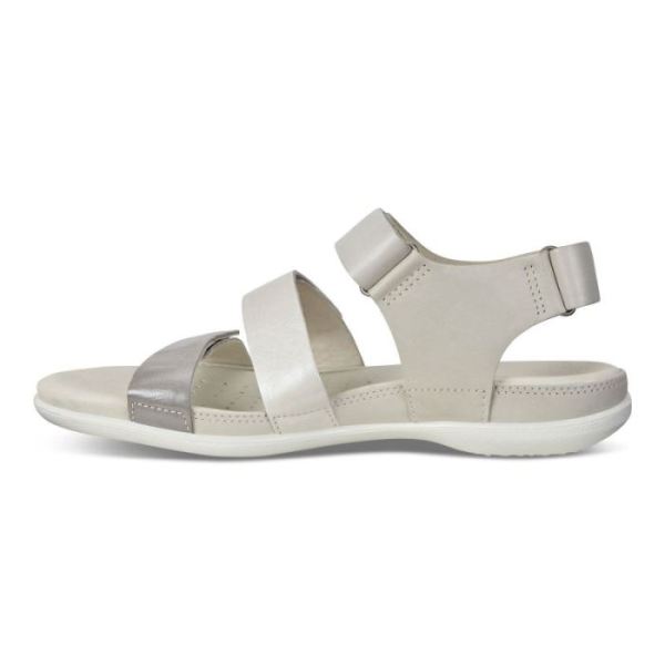 ECCO SHOES -FLASH FLAT SANDAL-WILD DOVE/WHITE SHADOW/WHITE