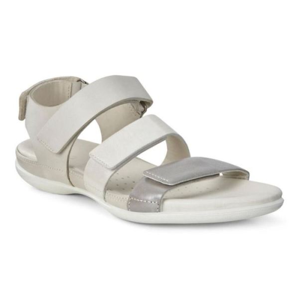 ECCO SHOES -FLASH FLAT SANDAL-WILD DOVE/WHITE SHADOW/WHITE