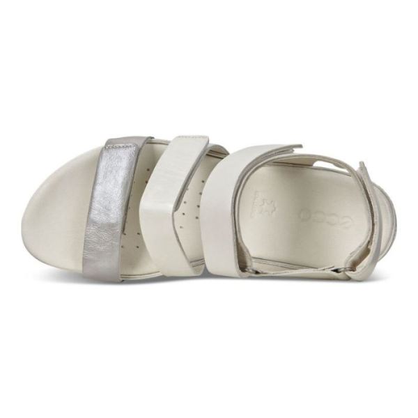 ECCO SHOES -FLASH FLAT SANDAL-WILD DOVE/WHITE SHADOW/WHITE