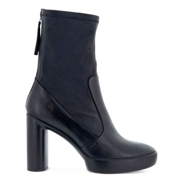 ECCO SHOES -SHAPE SCULPTED MOTION 75 WOMEN'S STRETCHY MID-CUT ANKLE BOOT-BLACK/BLACK