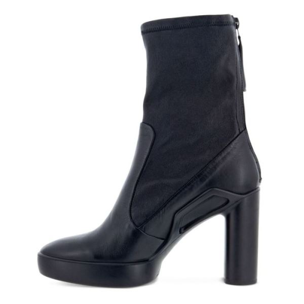 ECCO SHOES -SHAPE SCULPTED MOTION 75 WOMEN'S STRETCHY MID-CUT ANKLE BOOT-BLACK/BLACK