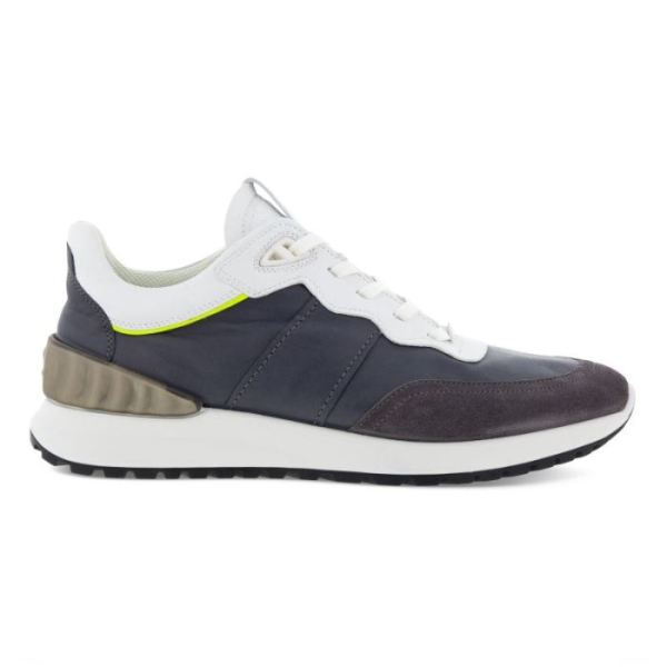 ECCO SHOES -ASTIR MEN'S RETRO TRAINER-GRAVITY/MAGNET/BRIGHT WHITE/LIME OUNCH