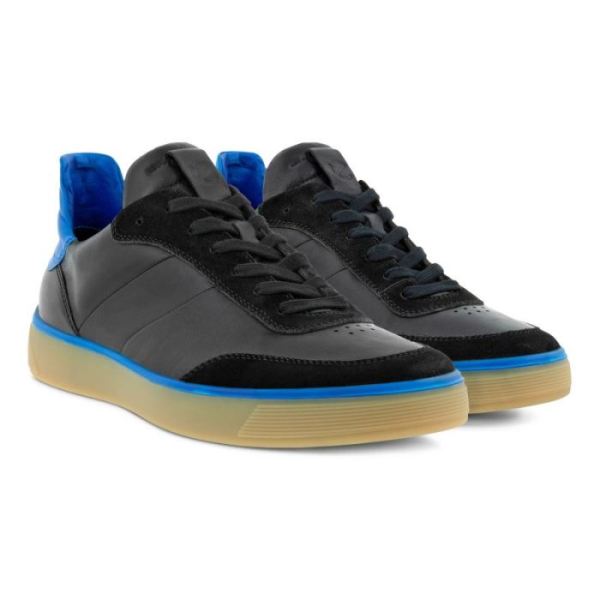 ECCO SHOES -STREET TRAY M LACED SHOES-BLACK/BLACK/DYNASTY