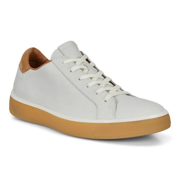 ECCO SHOES -STREET TRAY MEN'S CLASSIC SNEAKER-WHITE/CASHMERE