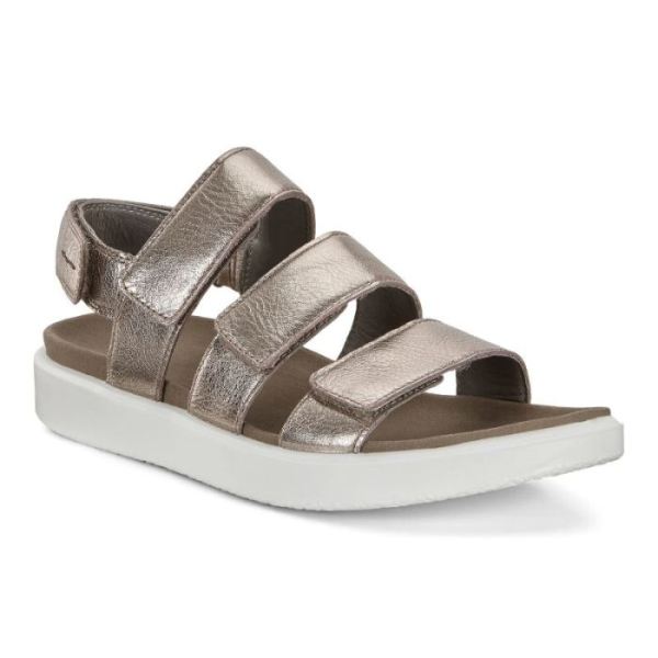 ECCO SHOES -FLOWT WOMEN'S FLAT SANDAL-WARM GREY METALLIC