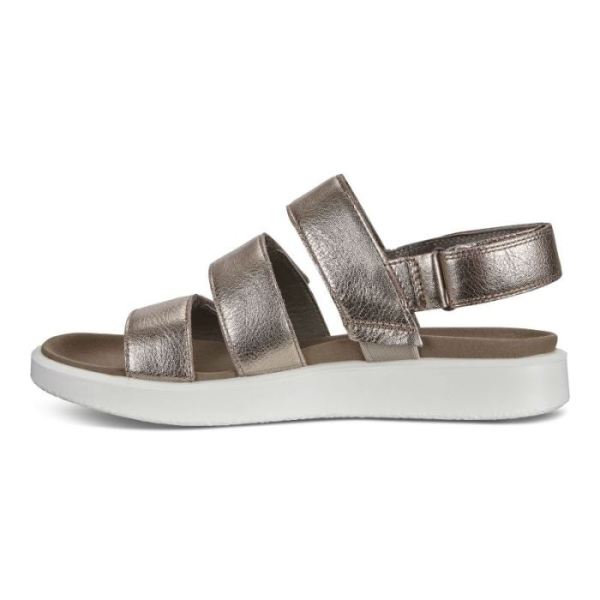 ECCO SHOES -FLOWT WOMEN'S FLAT SANDAL-WARM GREY METALLIC