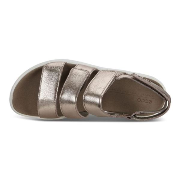 ECCO SHOES -FLOWT WOMEN'S FLAT SANDAL-WARM GREY METALLIC