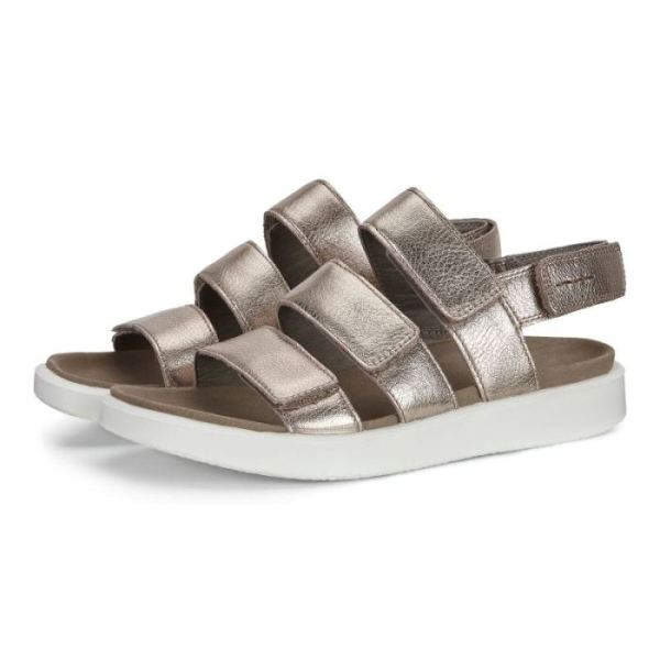 ECCO SHOES -FLOWT WOMEN'S FLAT SANDAL-WARM GREY METALLIC