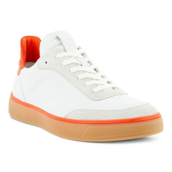 ECCO SHOES -STREET TRAY M LACED SHOES-SHADOW WHITE/WHITE/FIRE