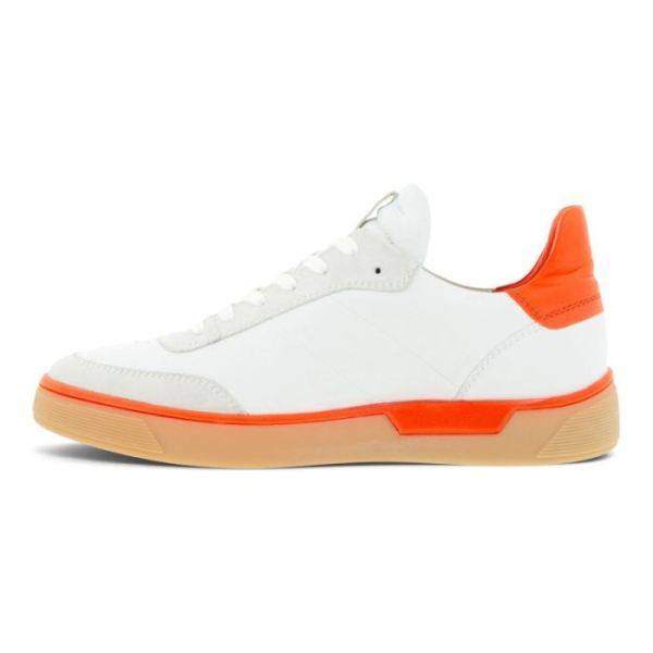 ECCO SHOES -STREET TRAY M LACED SHOES-SHADOW WHITE/WHITE/FIRE