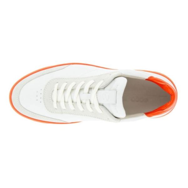 ECCO SHOES -STREET TRAY M LACED SHOES-SHADOW WHITE/WHITE/FIRE