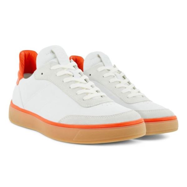 ECCO SHOES -STREET TRAY M LACED SHOES-SHADOW WHITE/WHITE/FIRE