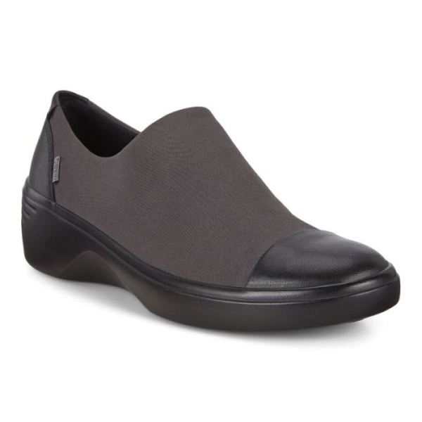 ECCO SHOES -SOFT 7 WOMEN'S WEDGE GTX SLIP ON-BLACK/MAGNET