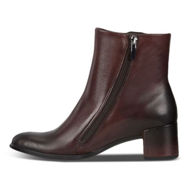 ECCO SHOES -SHAPE 35 WOMEN'S BLOCK ZIPPERED ANKLE BOOT-CHOCOLATE