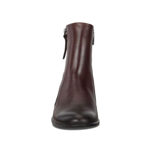 ECCO SHOES -SHAPE 35 WOMEN'S BLOCK ZIPPERED ANKLE BOOT-CHOCOLATE