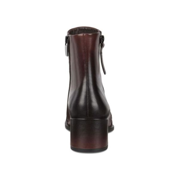 ECCO SHOES -SHAPE 35 WOMEN'S BLOCK ZIPPERED ANKLE BOOT-CHOCOLATE