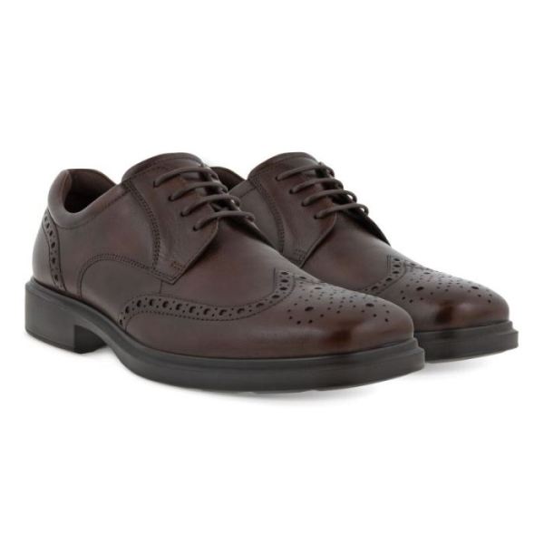 ECCO SHOES -HELSINKI 2.0 MEN'S WING TIP TIE-COCOA BROWN