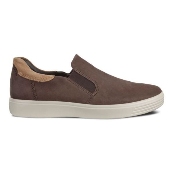 ECCO SHOES -SOFT 7 MEN'S SLIP-ON SNEAKERS-MOCHA/CASHMERE