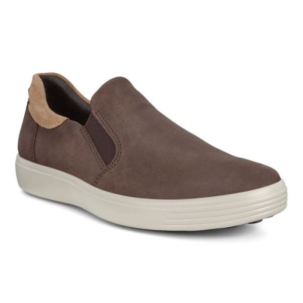 ECCO SHOES -SOFT 7 MEN'S SLIP-ON SNEAKERS-MOCHA/CASHMERE