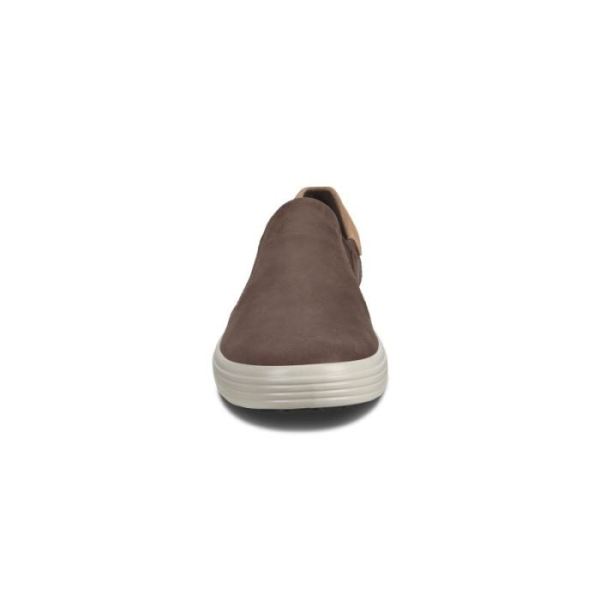 ECCO SHOES -SOFT 7 MEN'S SLIP-ON SNEAKERS-MOCHA/CASHMERE