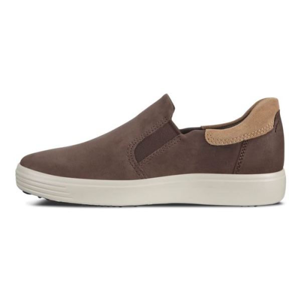 ECCO SHOES -SOFT 7 MEN'S SLIP-ON SNEAKERS-MOCHA/CASHMERE