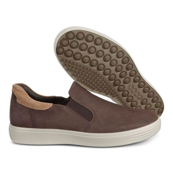 ECCO SHOES -SOFT 7 MEN'S SLIP-ON SNEAKERS-MOCHA/CASHMERE