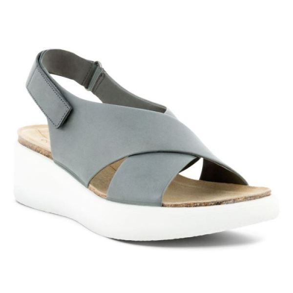 ECCO SHOES -FLOWT WEDGE CORK WOMEN'S SANDAL-TITANIUM