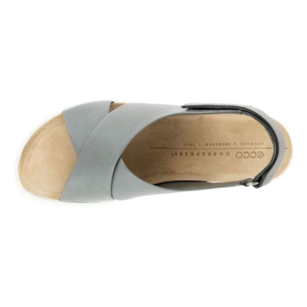 ECCO SHOES -FLOWT WEDGE CORK WOMEN'S SANDAL-TITANIUM