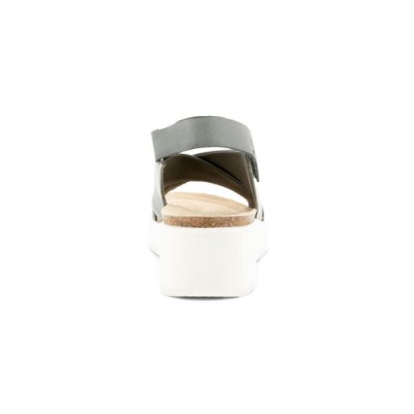 ECCO SHOES -FLOWT WEDGE CORK WOMEN'S SANDAL-TITANIUM