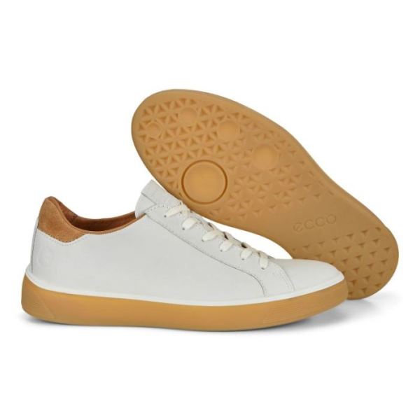 ECCO SHOES -STREET TRAY MEN'S CLASSIC SNEAKER-WHITE/CASHMERE