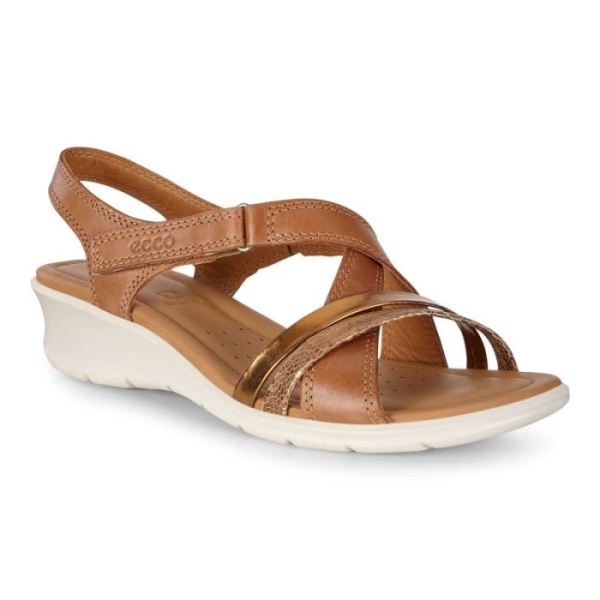 ECCO SHOES -WOMEN'S FELICIA SANDAL-CASHMERE/BRONZE/BRONZE