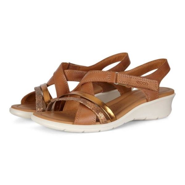 ECCO SHOES -WOMEN'S FELICIA SANDAL-CASHMERE/BRONZE/BRONZE