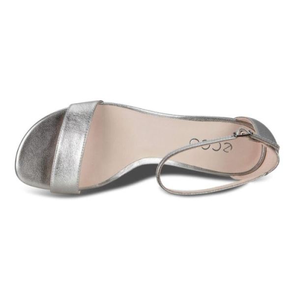 ECCO SHOES -ELEVATE 45 BLOCK HEEL STRAPPY WOMEN'S SANDALS-ALUSILVER