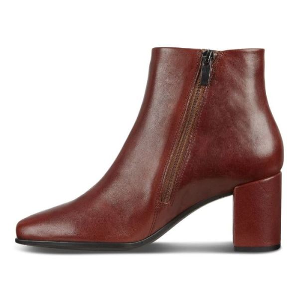 ECCO SHOES -SHAPE 60 WOMEN'S SQUARED ZIPPERED BOOT-COGNAC