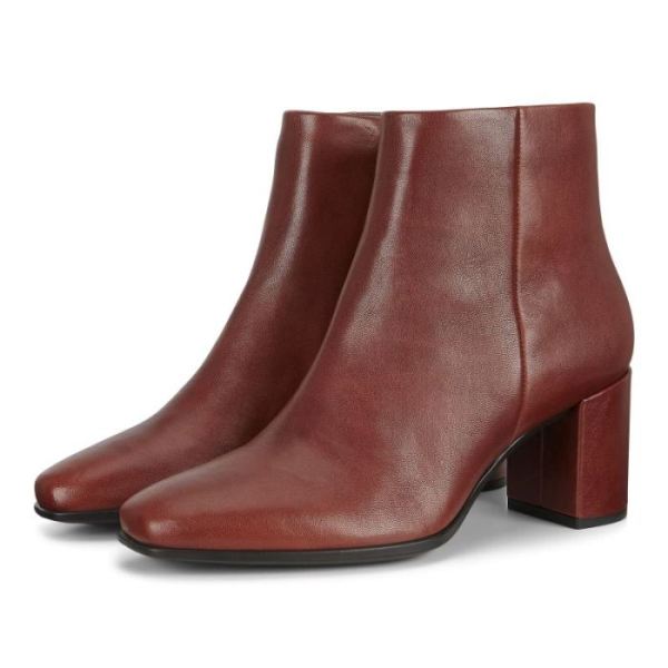 ECCO SHOES -SHAPE 60 WOMEN'S SQUARED ZIPPERED BOOT-COGNAC