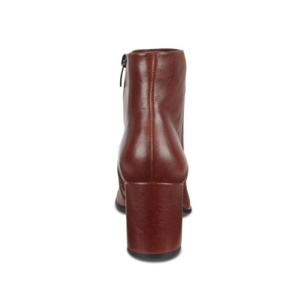 ECCO SHOES -SHAPE 60 WOMEN'S SQUARED ZIPPERED BOOT-COGNAC