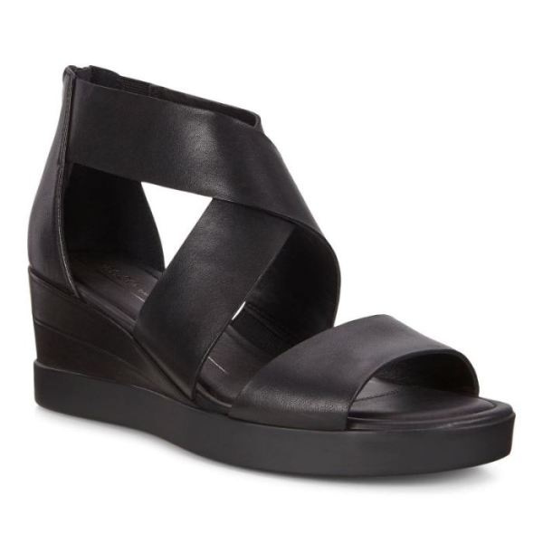 ECCO SHOES -SHAPE WEDGE PLATEAU WOMEN'S SANDALS-BLACK