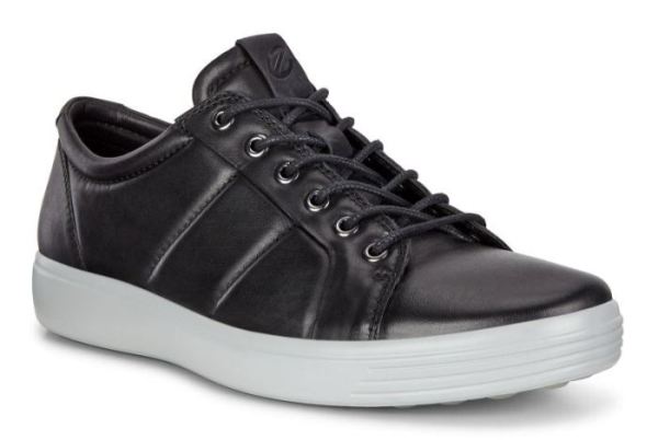 ECCO SHOES -SOFT 7 MEN'S PADDED LEATHER SNEAKERS-BLACK DROID