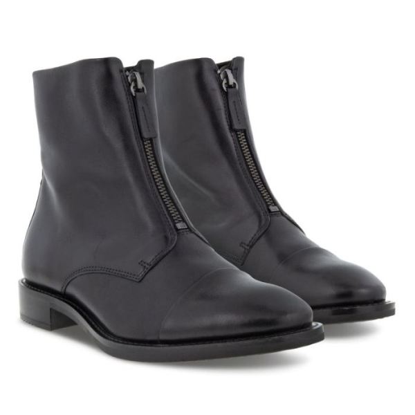 ECCO SHOES -SARTORELLE 25 TAILORED CENTRAL ZIP ANKLE BOOT-BLACK