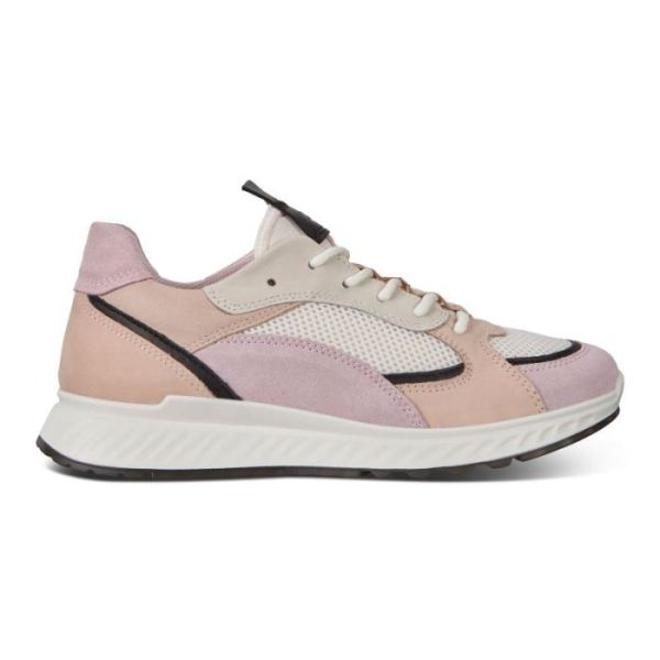 ECCO SHOES -ST.1 WOMEN'S SNEAKER-BLOSSOM ROSE/BLACK/WHITE/ROSE DUST