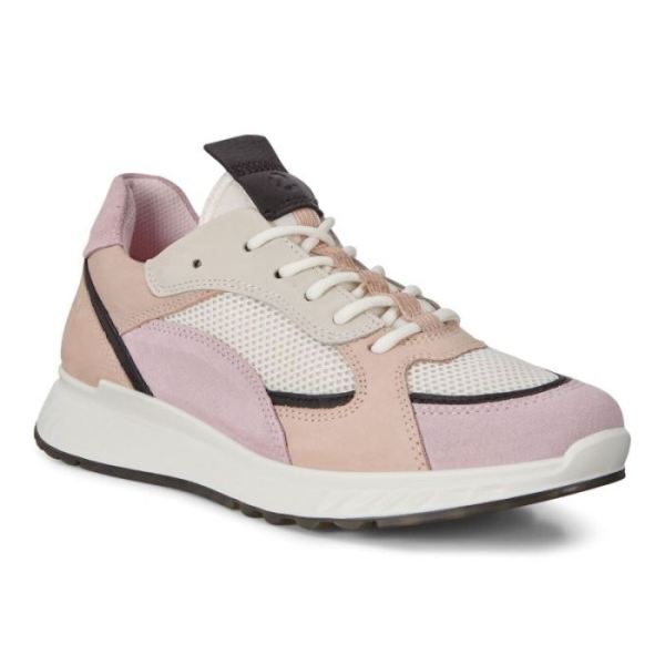 ECCO SHOES -ST.1 WOMEN'S SNEAKER-BLOSSOM ROSE/BLACK/WHITE/ROSE DUST